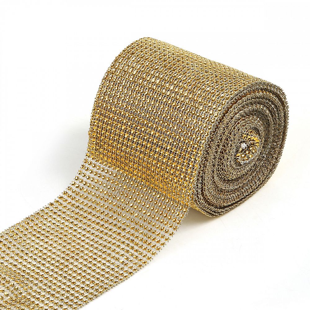 Лента с имитацией страз 120 мм / 9.14 метров, TBYS12 цв.золото