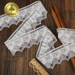 Кружево вязаное (тесьма) 37 мм / 3м, цв.белый+серый