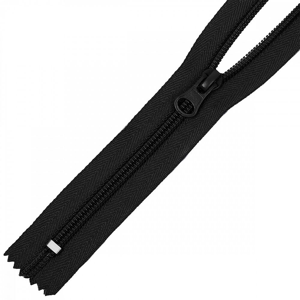 Молния спираль (витая) юбочная Т3 (3 мм) 1 зам., н/раз., 20 см, замок груша цв.F322 черный уп.100 шт, Mzip