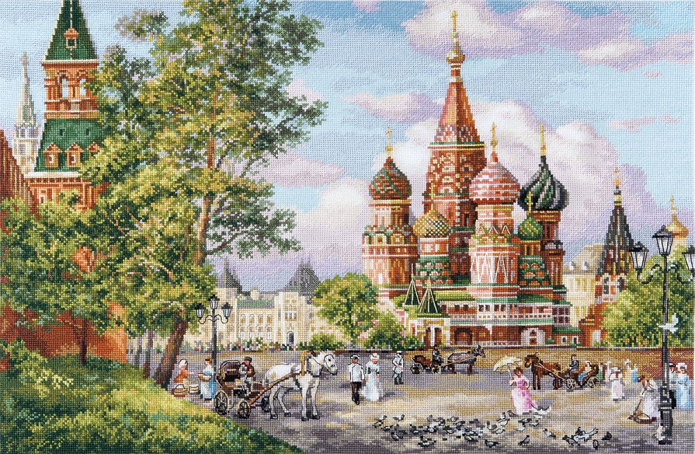 Набор для вышивания нитками Алиса, Храм Василия Блаженного 50х34 см