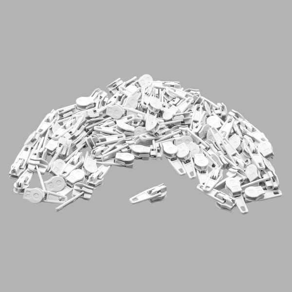 Слайдер (замок) для молнии спираль Т3 (3 мм), автомат, белый, 100 шт, 901C-020A