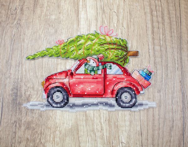 Набор для вышивания нитками LetiStitch, Набор новогодних игрушек, 16х16 см