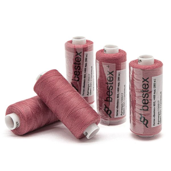 Нитки швейные бытовые Bestex 40/2, 365 м (400 ярд) / 10 кат., 031 темно-розовый