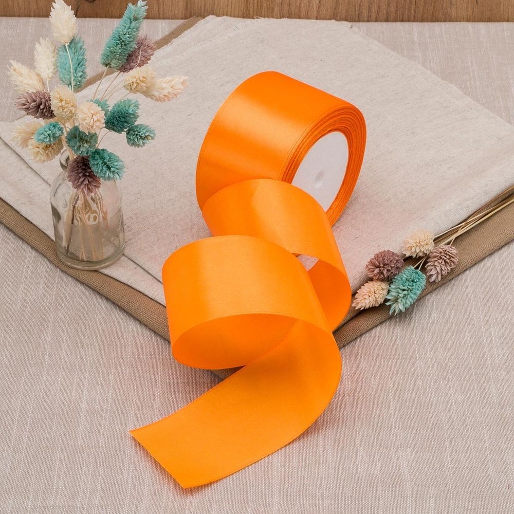 Лента атласная 1-сторонняя 50.0 мм / 22.86±1 метров, аналог 7730446, 151 оранжевый, DDZ2401, Globus