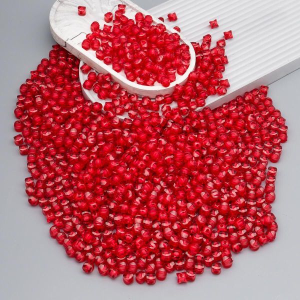 Бусины акрил ⌀10 мм, 500 г, в цвете с белой сердцевиной, мягкий куб, 22 красный, Astra&Craft LY-161