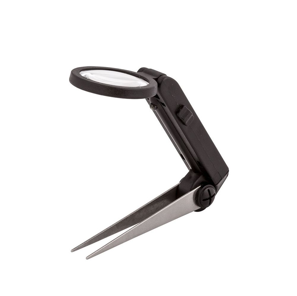 Лупа с пинцетом и подсветкой ⌀2.5 см (ув.х10), Gamma SS-134