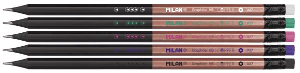 Карандаш чернографитный с ластиком Copper series ТМ (HB) 24 шт, HB 71421724, Milan