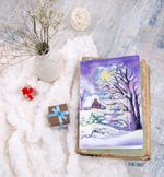 Набор для вышивания нитками Panna, Открытка. Лунная ночь, 7,5х13,5 см