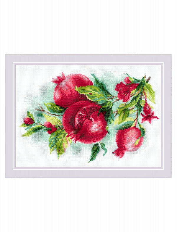Набор для вышивания нитками Риолис, Сочные гранаты 30х21 см