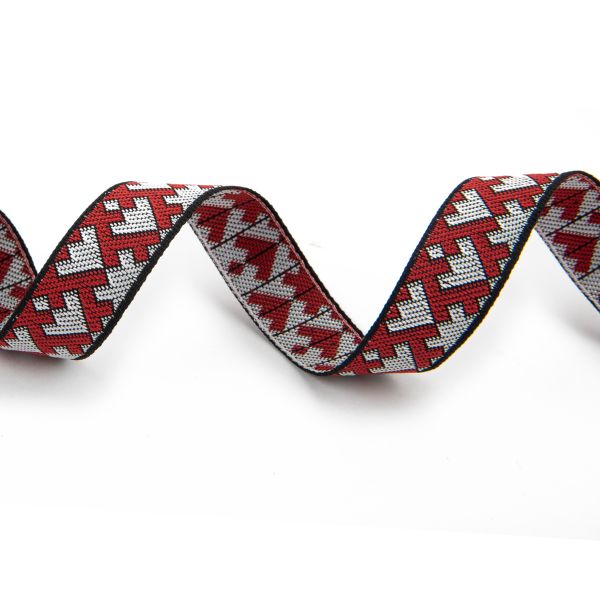 Лента (тесьма) жаккардовая 18.0 мм / 25±1 метров, черный-белый-красный, Gamma С3771Г17 рис.9699