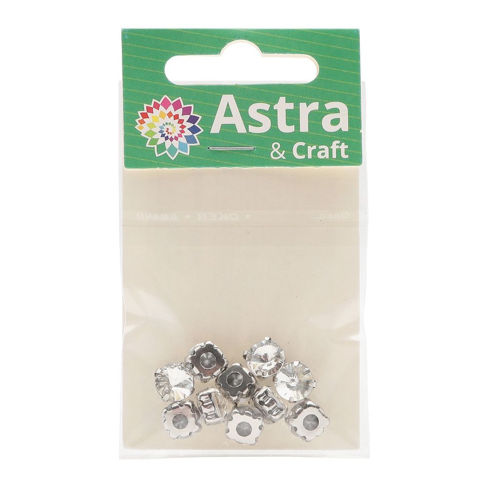 Хрустальные стразы в цапах круглой формы, белый 8 мм, 10 шт. Astra&Craft, РЦ001НН8