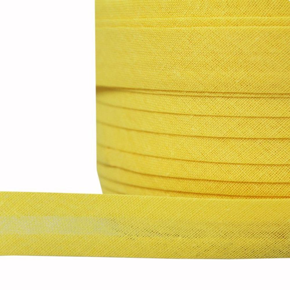 Косая бейка хлопковая 15 мм / 132 метра, BS, ≈2.48 г/м², F110 желтый