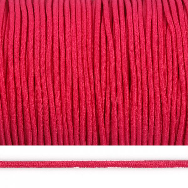 Резинка шляпная (шнур эластичный) ⌀2.0 мм / 100 метров, цв.F145 фуксия