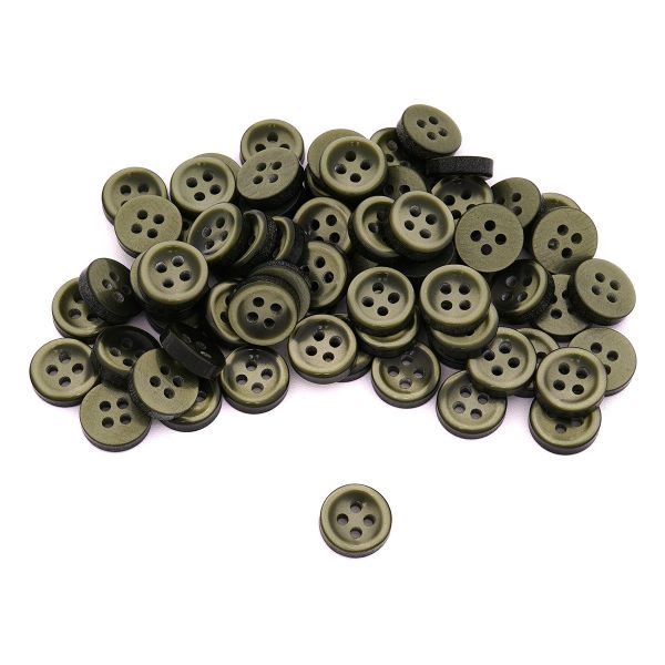 Пуговицы 4 прокола 18L=11 мм, col.06 оливковый, 72 шт, CBM-127