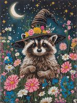 Кристальная (алмазная) мозаика Фрея ALPD-316, на подрамнике, Енот в цветах, 30х40 см