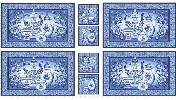 Ткань для пэчворка Peppy Лазурное чудо панель, отрез 60х110 см, 110 г/м², ЛЧ-02 голубой, Peppy