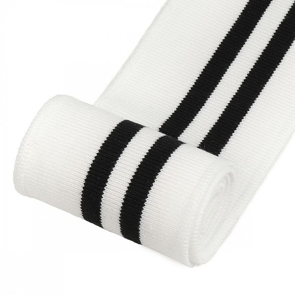 Подвяз (довяз) трикотажный 6.0х80 см, белый с черными полосами, 100% п/э, 1 штука