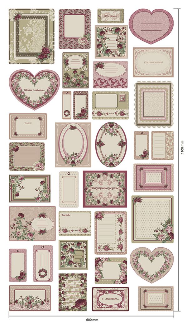 Ткань для пэчворка Peppy Викторианские розы, рулон 112 см / 5 метров, ВР-79 Панель, Peppy