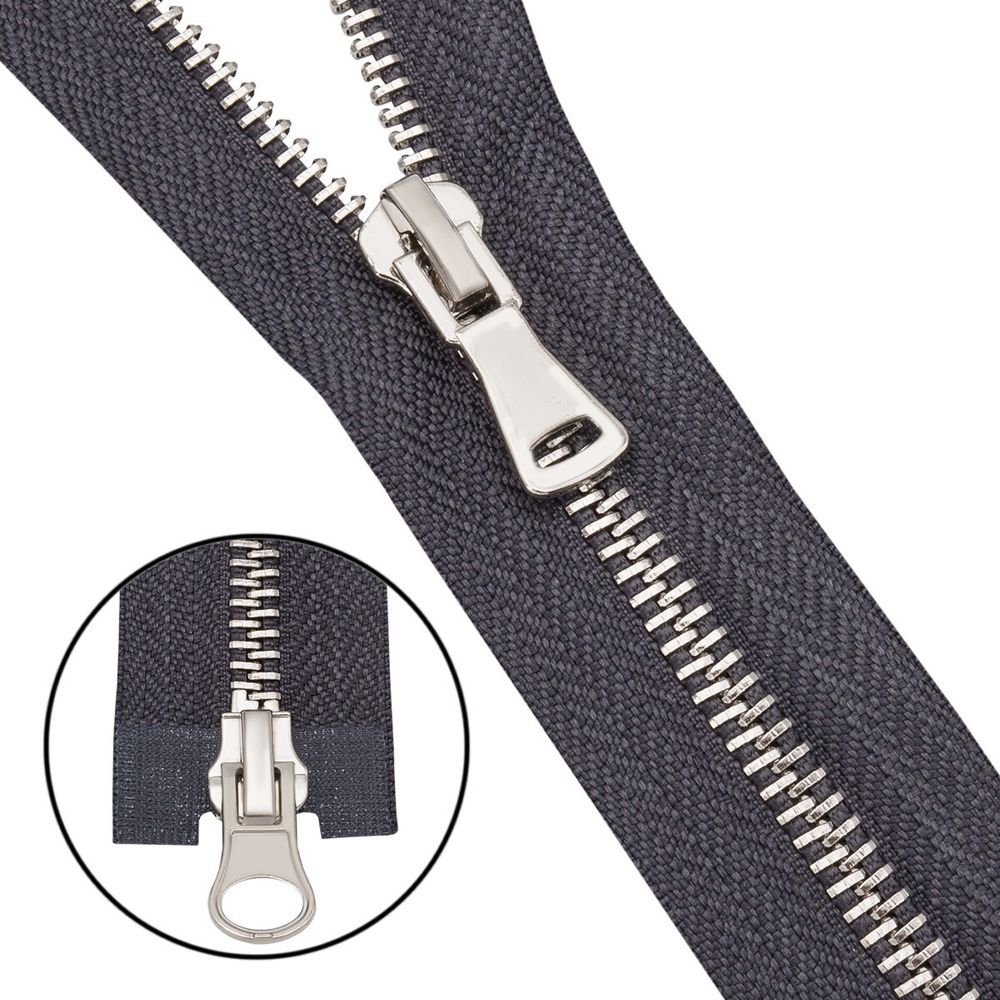 Молния металл Т5 (5 мм) 2 зам., разъем., 65 см, никель, 301 т.серый, 6535-0310, 5 шт