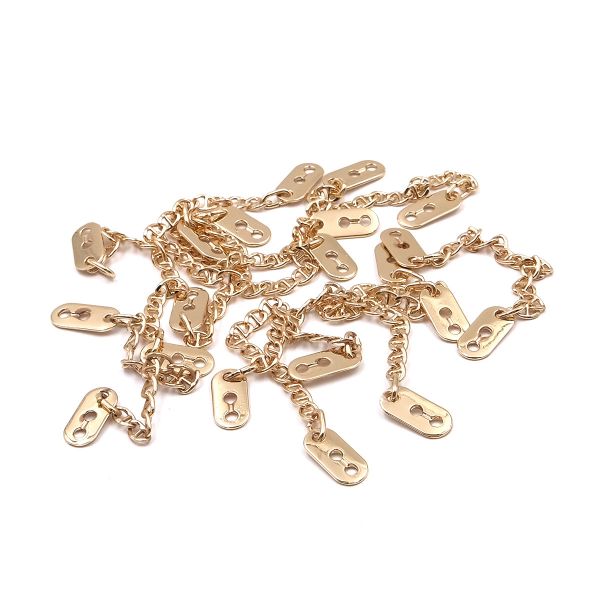 Вешалка-цепочка для одежды 102х7 мм, металл, золото цв.02, 10 шт, ГНУ14377