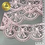 Кружево на сетке с матовой нитью с бантиками 60 мм, диз. 196, цв.розовый уп. 13.71 м, Kruzhevo