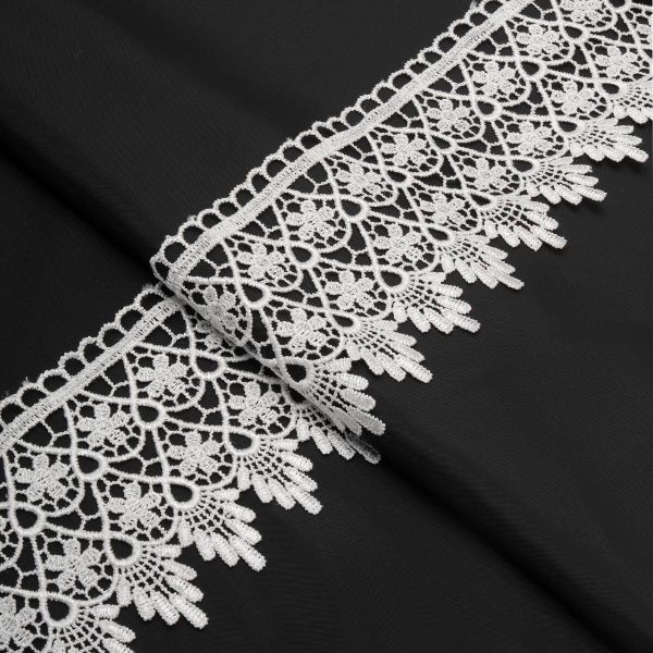 Кружево гипюр (плетёное) 90 мм / 13.7 метров, белый, 3AR1304