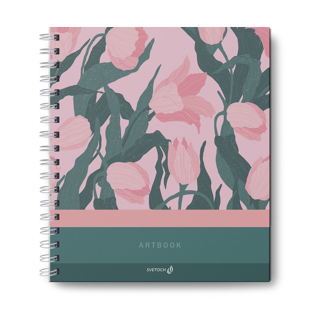 Артбук (скетчбук), матовая ламинация, блок белый, 100 г/м², 23.9х20.5 см, на гребне 80 л., 2 шт, Язык цветов 000628, Светоч 80АРТ-006