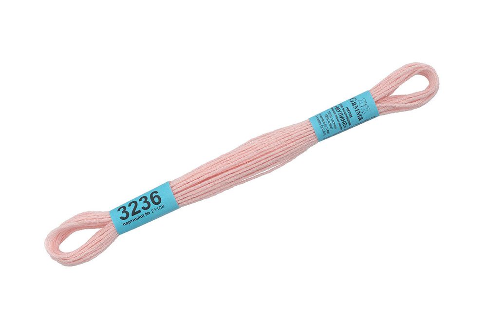 Мулине Gamma 100% хлопок, цв.3236 розовый, 24 мотка по 8 метров