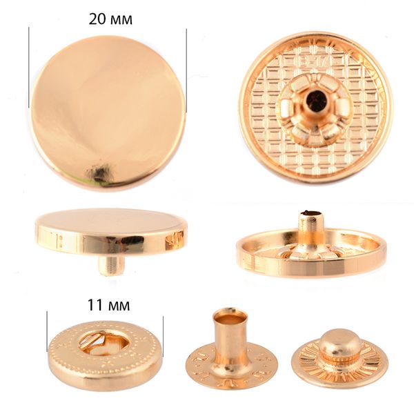 Кнопка Альфа (S-образная) ⌀20.0 мм, ≈50 шт, (внутренние ⌀11 мм) цв.золото, TBY