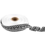 Лента (тесьма) жаккардовая 24.0 мм / 25 метров, Орнамент для северных народов, рис 7527 белый/черный (№4), Gamma С3772