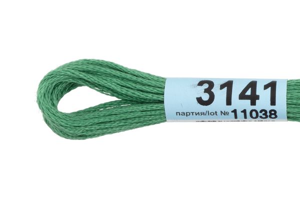 Мулине Gamma 100% хлопок, цв.3141 зеленый, 24 мотка по 8 метров