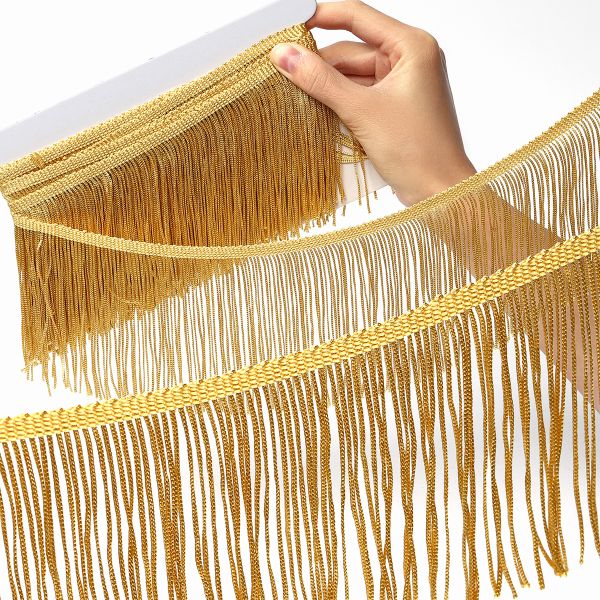 Бахрома отделочная широкая 100.0 мм / 4.5 метра, цв.золото