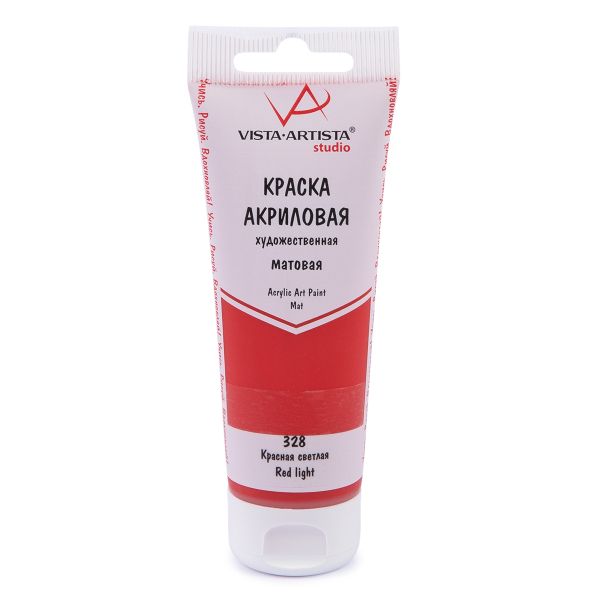 Краска акриловая матовая 75 мл, 328 Красный светлый, Vista-Artista VAAM -75