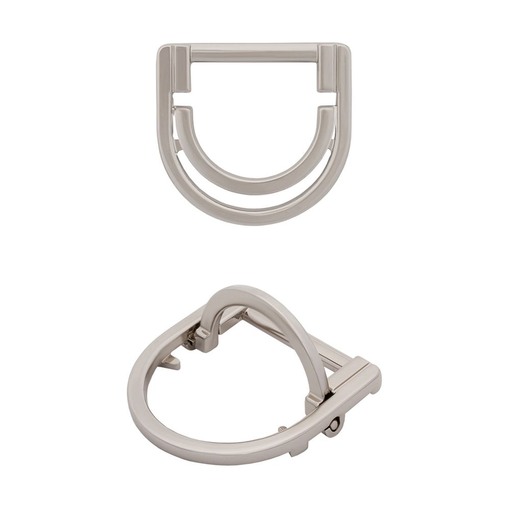 Полукольцо двойное металл внутр. 30 мм (внешн. 47х45 мм), 1 шт, серебро никель, MB-158