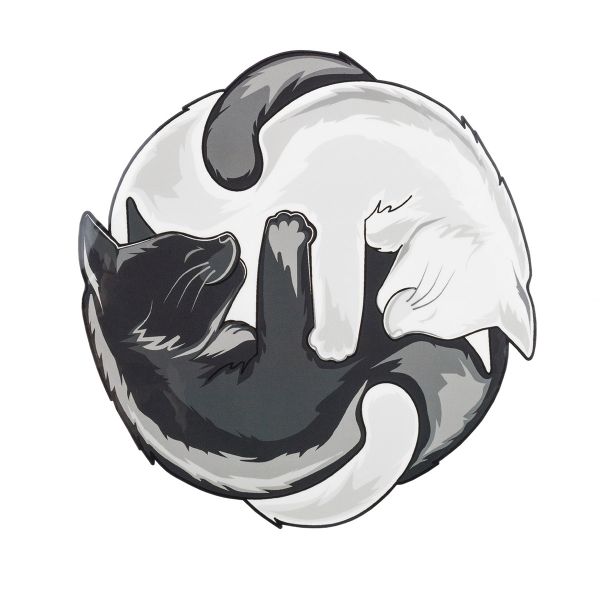 Термотрансфер 18.6х18 см, Коты инь ян, 5шт