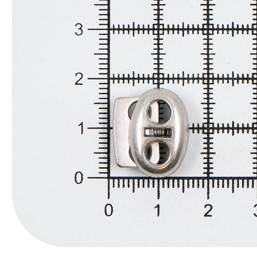 Фиксатор (зажим) для шнура металл плоский, 2 отв., 18х15 мм, (in ⌀4.5 мм), мет. цв.серебро, 10 шт