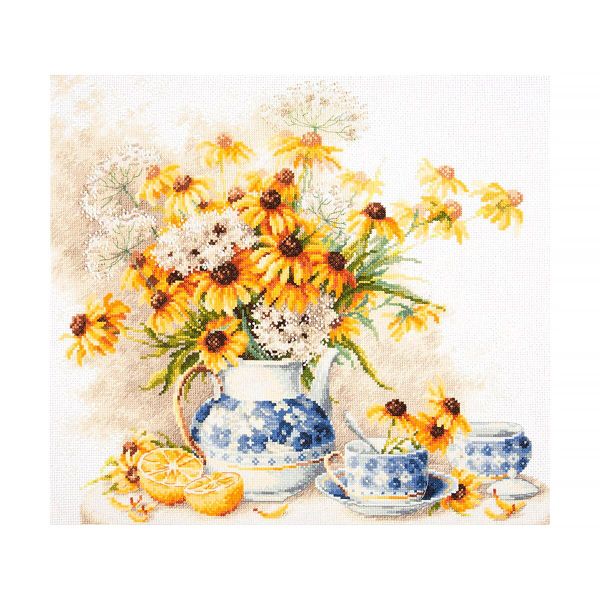 Набор для вышивания нитками Чудесная игла, Цветочный чай 40х35см