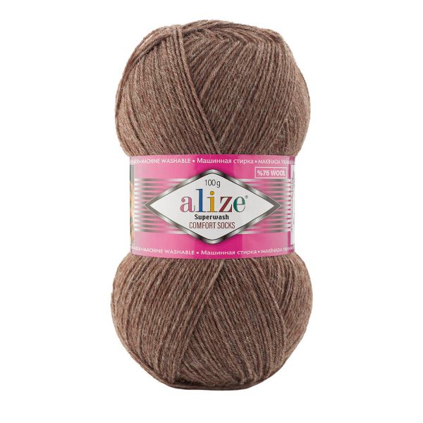 Пряжа Alize (Ализе) Superwash Comfort Socks / уп.5 мот. по 100 г, 420 м, 240 коричневый меланж, 549365-65