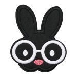 Термоаппликация Зайка в очках 70х85мм (Black (черный)), 2 шт, LA525