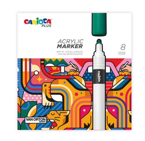 Набор маркеров 2 мм, 8 цв. пулевидный, Carioca Plus 45209