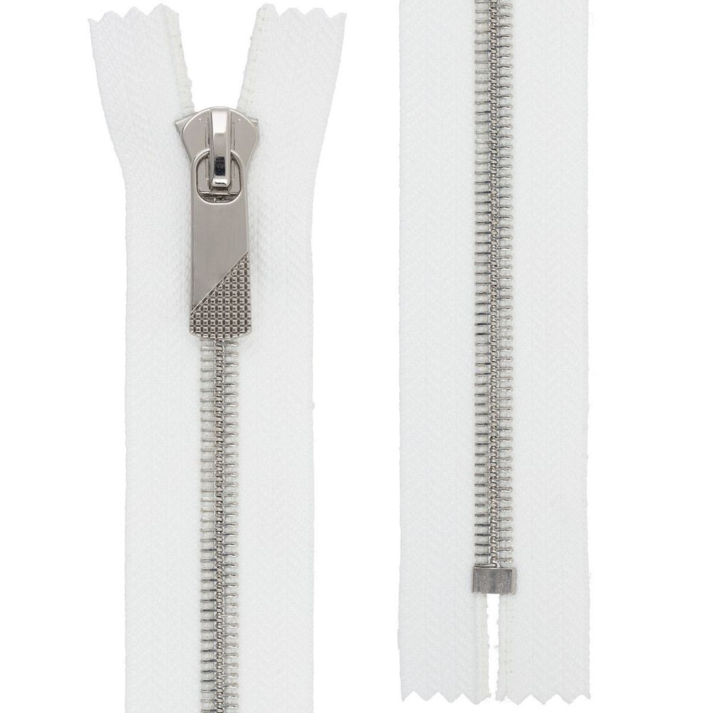 Молния металл Т8 (8 мм) 1 зам., н/раз., 20 см, декор, серебро, белый, KAP-8 Gamma, 5 шт