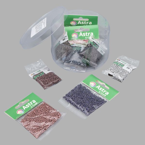 Набор бисера 11/0 ассорти №2 в тубе, 10 цветов, Astra&Craft