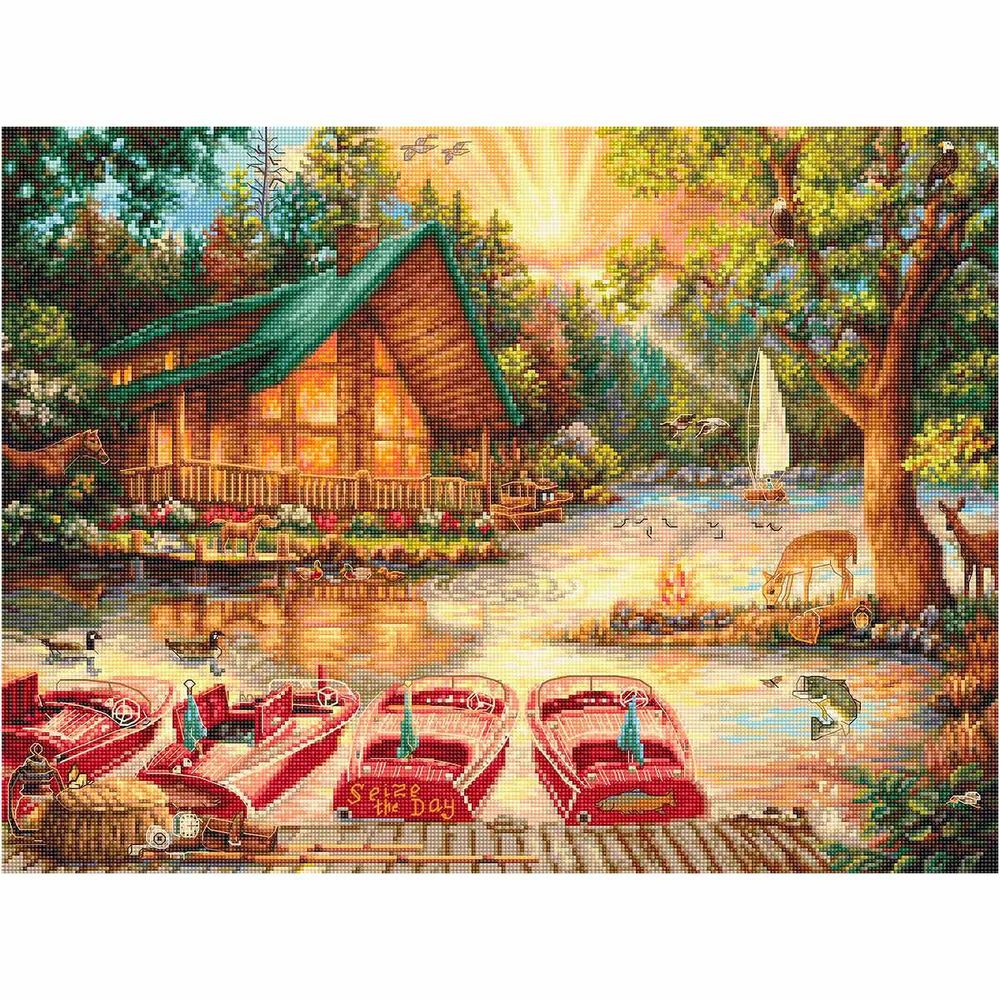 Набор для вышивания нитками LetiStitch, Жить одним днем 42х32см