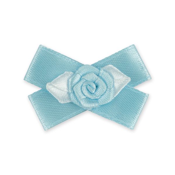 Цветочки пришивные 3х4 см, атласная на банте, 10 шт, 48 голубой, Blitz