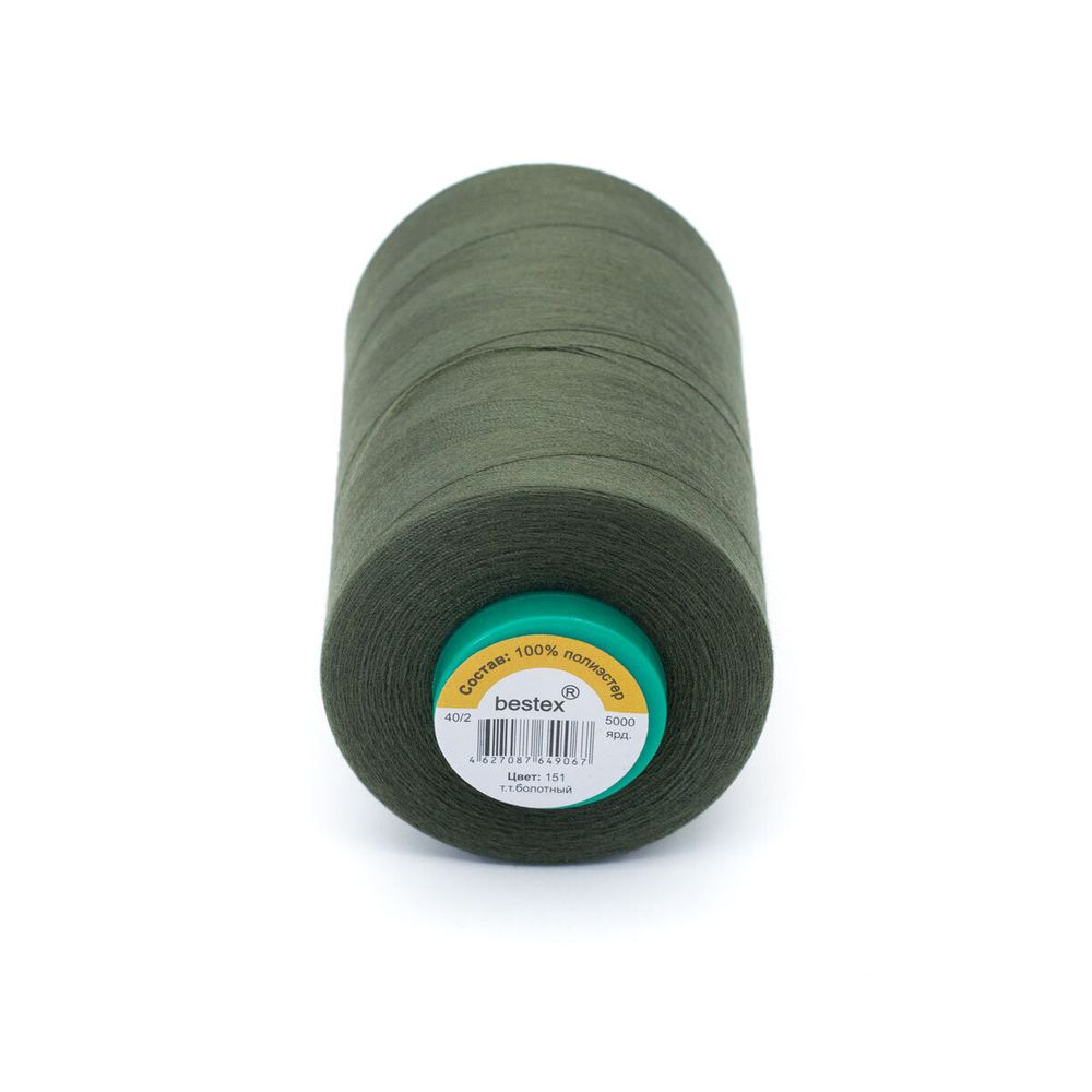 Нитки универсальные Bestex 40/2, 4570 м (5000 ярд) / 1 кат., 151 темно-зеленый хаки