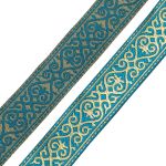 Лента (тесьма) жаккардовая 33.0 мм / 7.32 метра, морская волна, 7222
