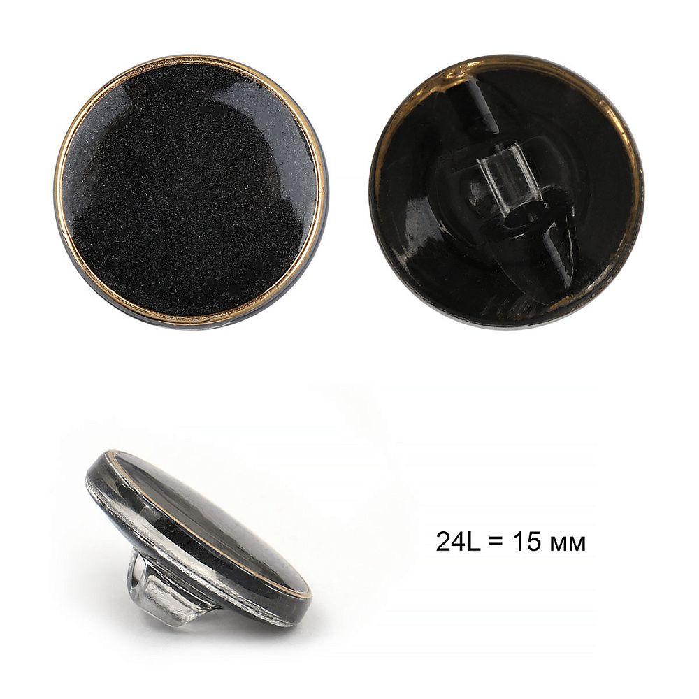 Пуговицы пластик TBY.B301 цв.05 черный 24L на ножке 30 шт