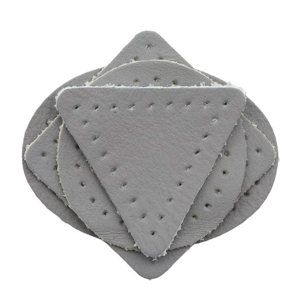 Набор заплаток пришивных из кожи, круг, квадрат, треугольник, овал 4см, с перфорацией, 4 шт (07 серый), 9703