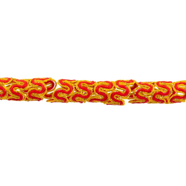 Тесьма декоративная 10 мм / 10 метров, метал. рис. 8657, красный/ под золото, Blitz