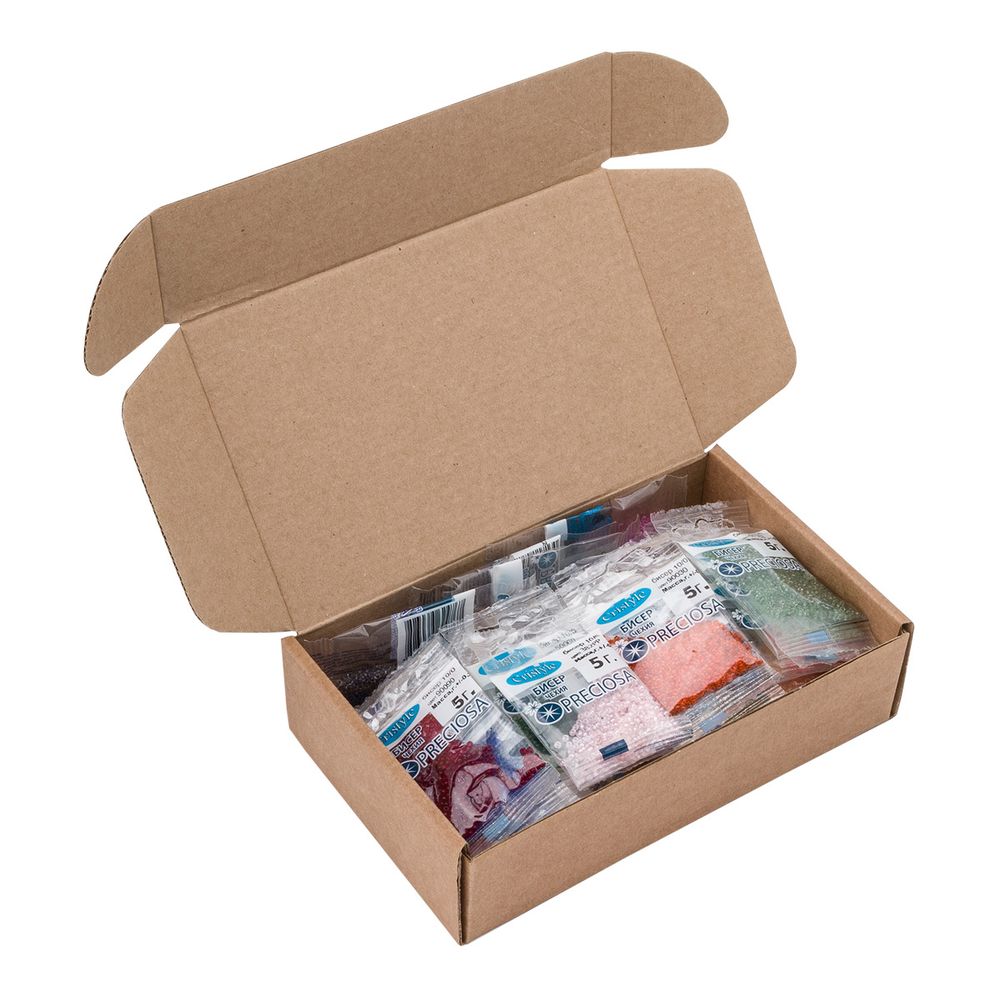 Бисер (набор) прозрачный, размер 10/0, 50 цветов, 250 г (50 штук по 5 г), Preciosa